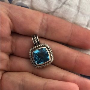 David Yurman diamond and blue topaz pendant